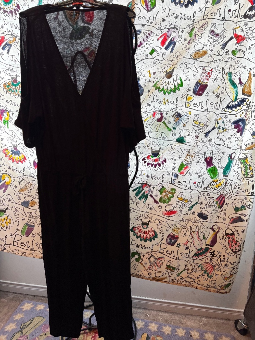 Viscose Cold Shoulder V-Neck Jumpsuit